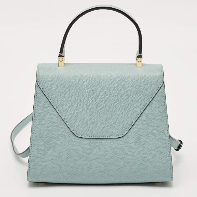 Pre Owned Valextra Light Blue Leather Iside Top Handle Bag
