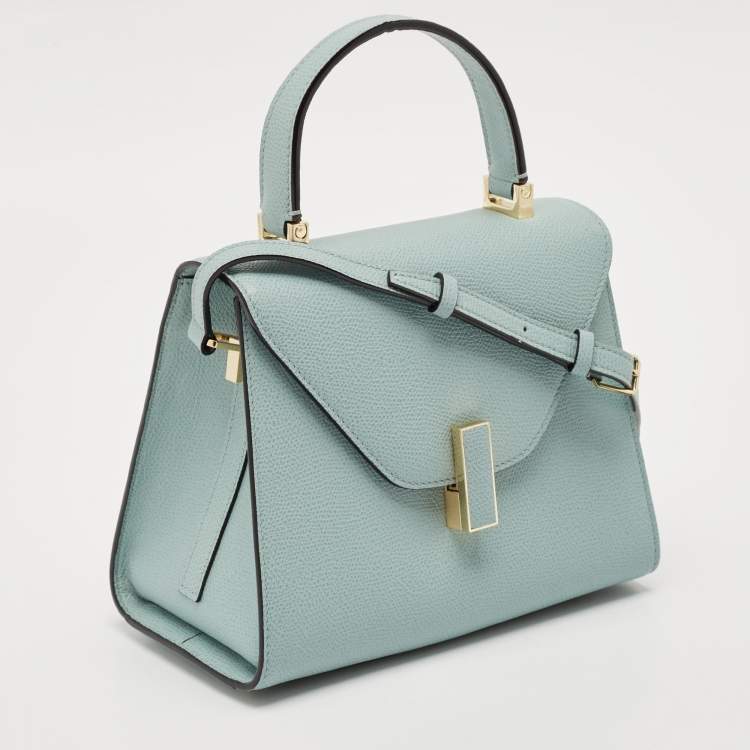 Pre Owned Valextra Light Blue Leather Iside Top Handle Bag