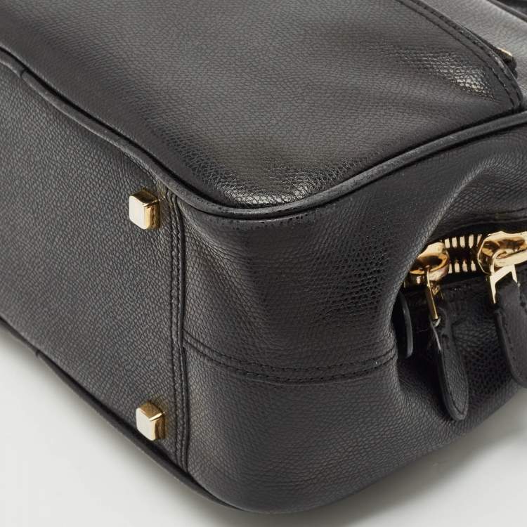 Pre Owned Valextra Black Leather Top Handle Bag