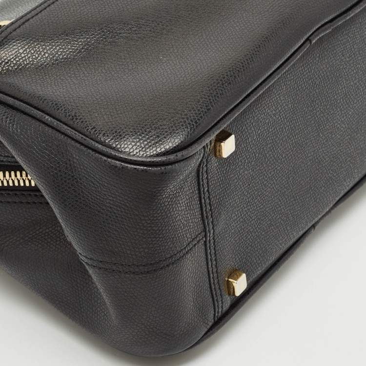 Pre Owned Valextra Black Leather Top Handle Bag