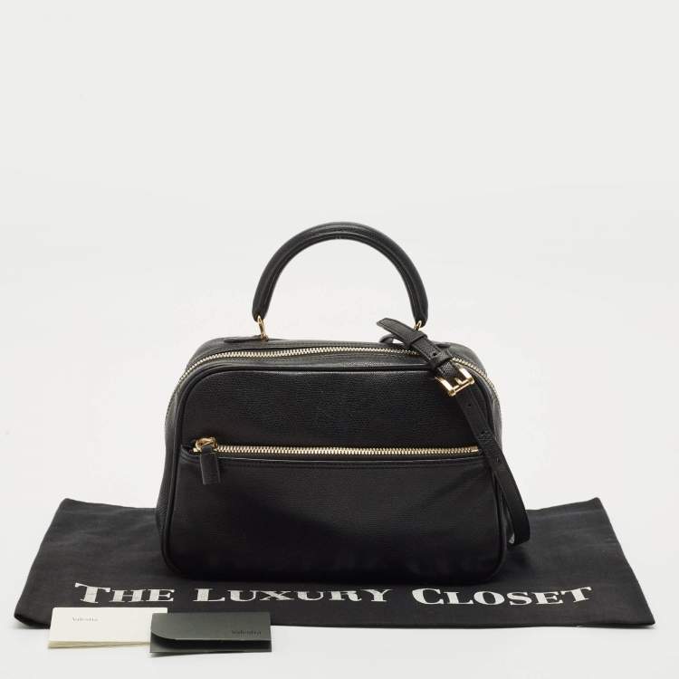 Pre Owned Valextra Black Leather Top Handle Bag