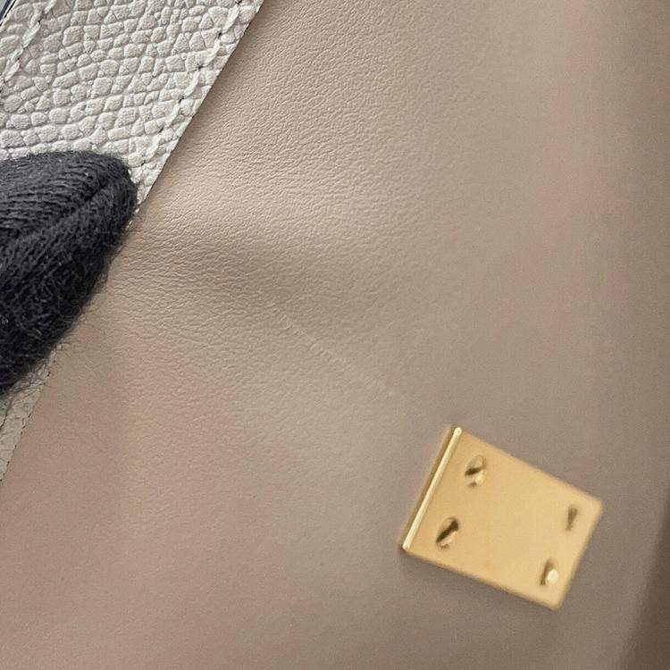 Pre Owned Valextra Valextra Idide 2Way Handbag Light Gray Leather Size Large