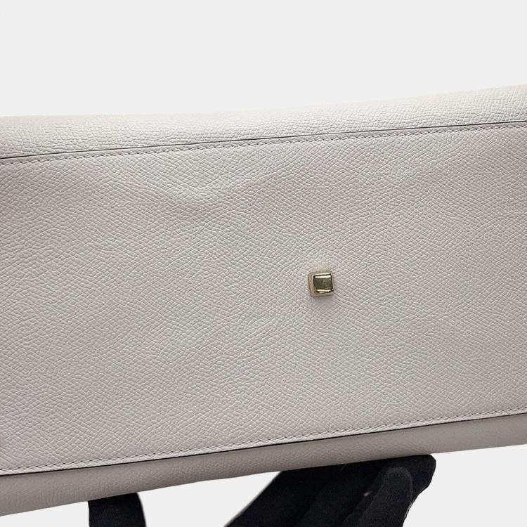 Pre Owned Valextra Valextra Idide 2Way Handbag Light Gray Leather Size Large