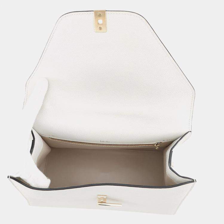 Pre Owned Valextra Valextra Idide 2Way Handbag Light Gray Leather Size Large