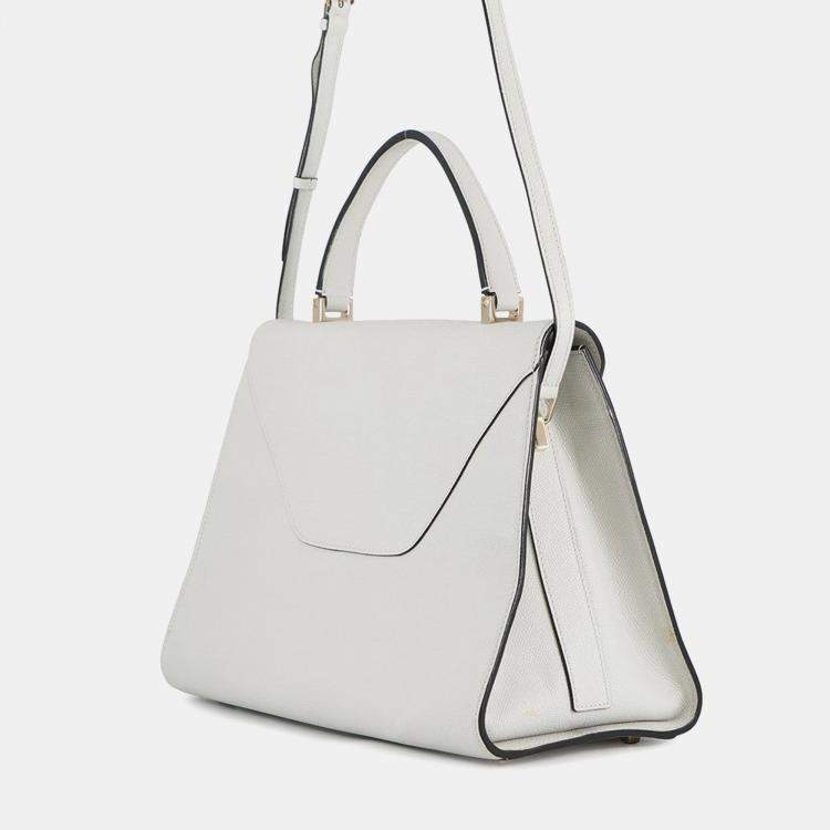 Pre Owned Valextra Valextra Idide 2Way Handbag Light Gray Leather Size Large