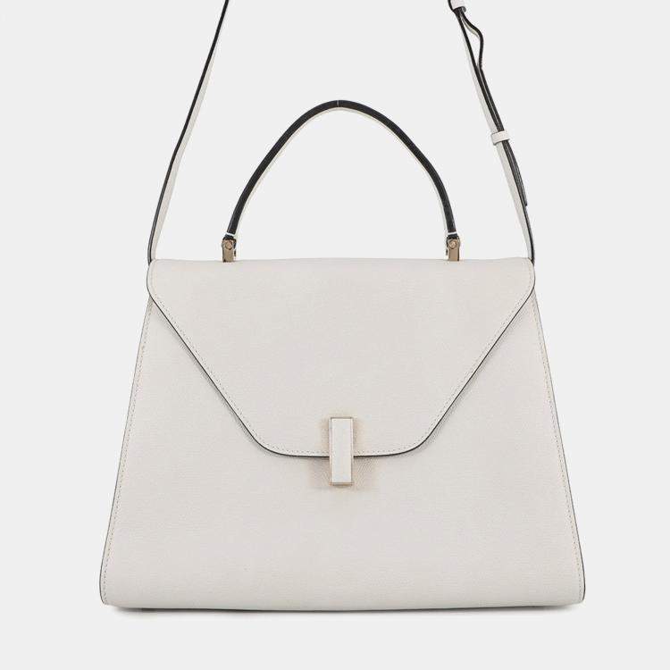 Pre Owned Valextra Valextra Idide 2Way Handbag Light Gray Leather Size Large