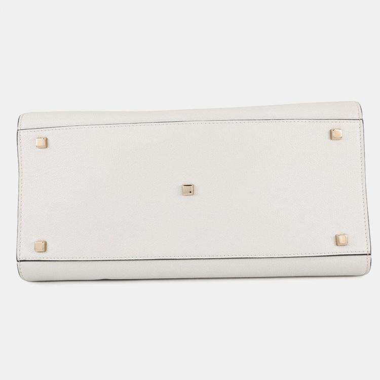 Pre Owned Valextra Valextra Idide 2Way Handbag Light Gray Leather Size Large