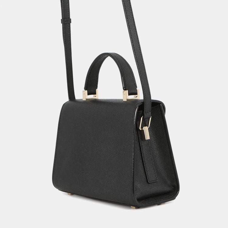 مملوكة مسبقًا Valextra Valextra Izide Black Leather Size Micro