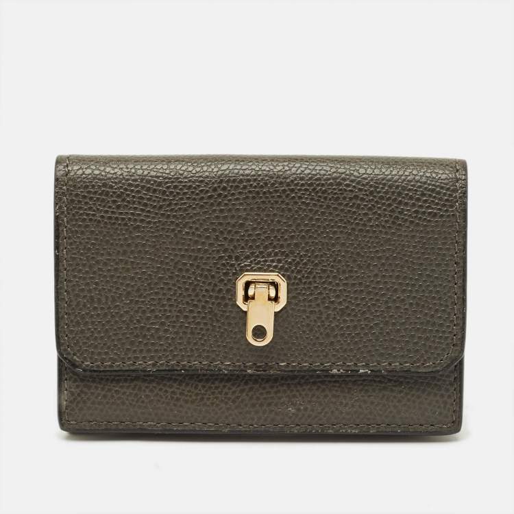 Pre Owned Valextra Brera Grey Leather Card Holder
