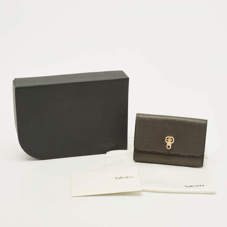 Pre Owned Valextra Brera Grey Leather Card Holder