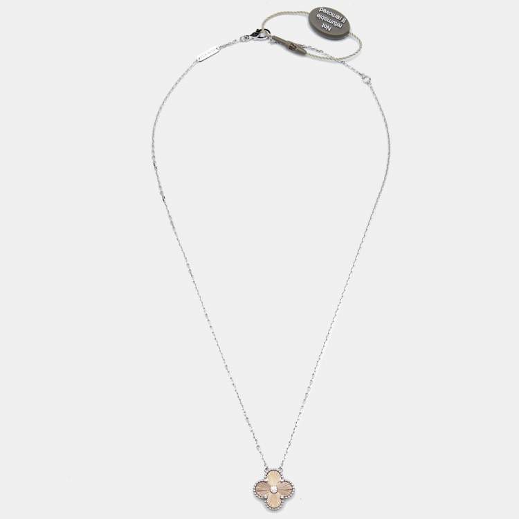 Pre Owned Van Cleef & Arpels Vintage Alhambra Diamond 18k Two Tone Holiday Pendant 2024 Pendant Necklace