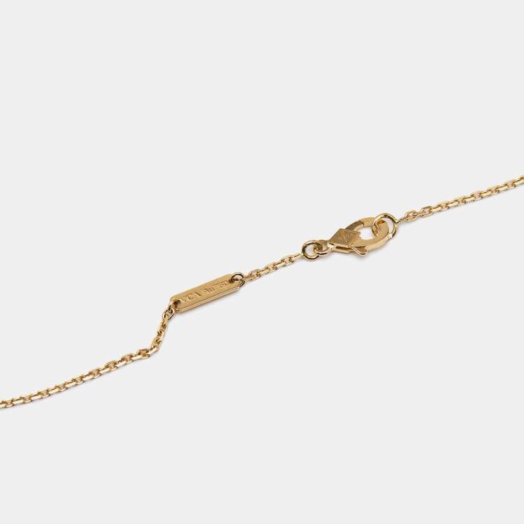 Pre Owned Van Cleef & Arpels Frivole 3 Flower Diamond 18k Yellow Gold Necklace
