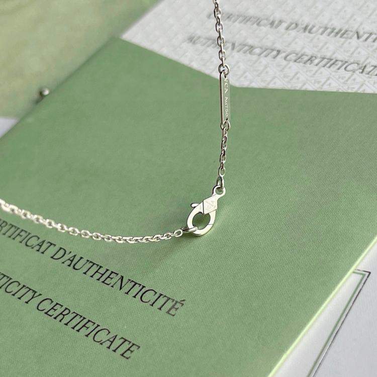 Pre Owned Van Cleef & Arpels Vintage Alhambra 18K White Gold and Diamond Necklace