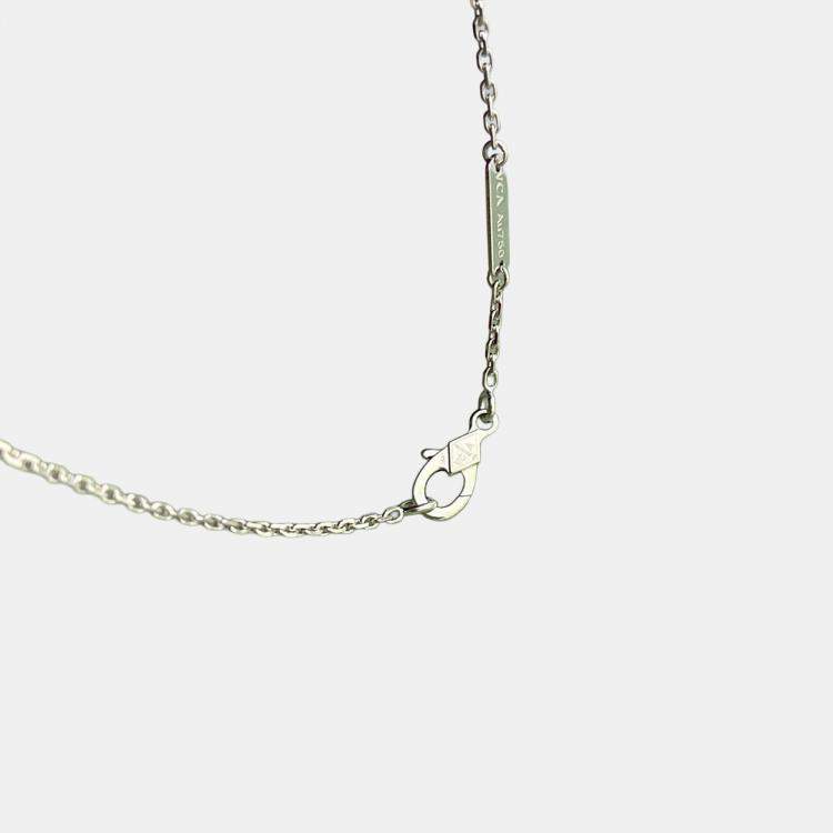 Pre Owned Van Cleef & Arpels Vintage Alhambra 18K White Gold and Diamond Necklace