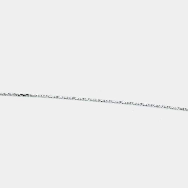 Pre Owned Van Cleef & Arpels Vintage Alhambra Guilloché Rhodium Plated 18K White Gold Pendant Necklace