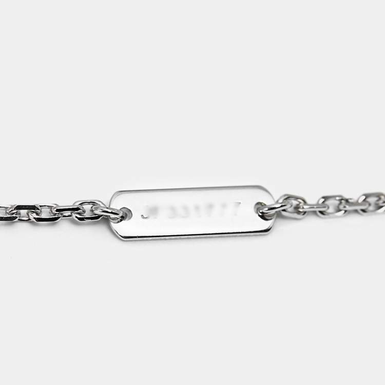 Pre Owned Van Cleef & Arpels Vintage Alhambra Guilloché Rhodium Plated 18K White Gold Pendant Necklace