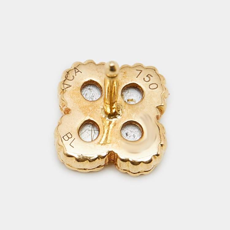 Pre Owned Van Cleef & Arpels Sweet Alhambra Mother of Pearl 18k Yellow Gold Earrings