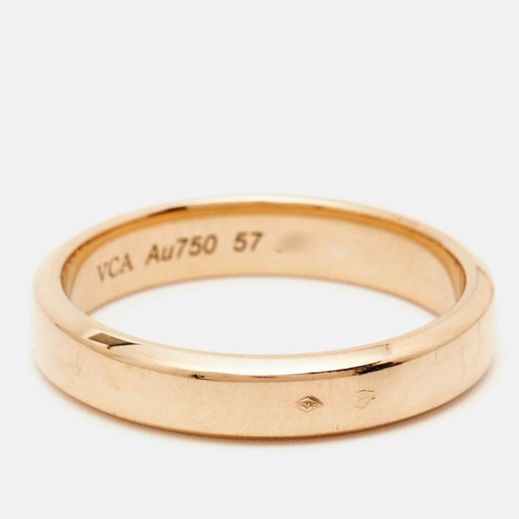 Pre Owned Van Cleef & Arpels Toujours 18k Rose Gold Wedding Band Ring Size 57