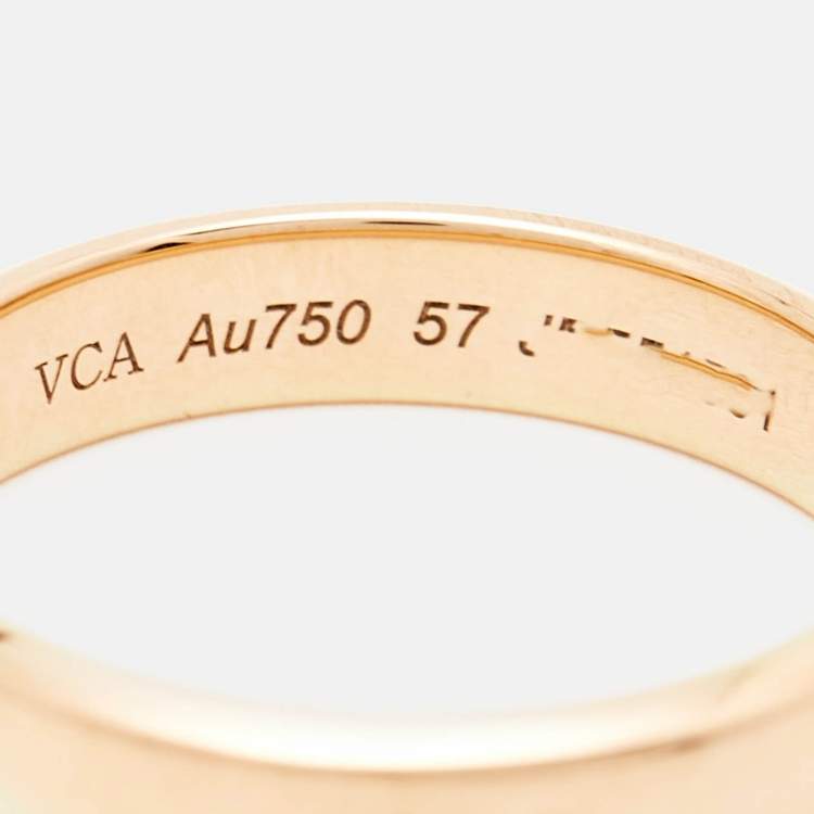 Pre Owned Van Cleef & Arpels Toujours 18k Rose Gold Wedding Band Ring Size 57