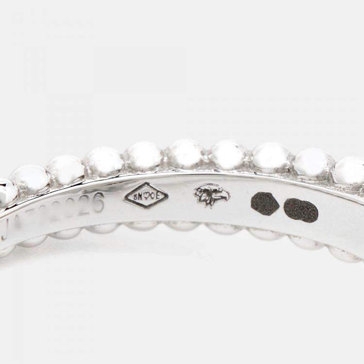 Pre Owned Van Cleef & Arpels Perlée Couleurs Turquoise 18k White Gold Ring Size 55