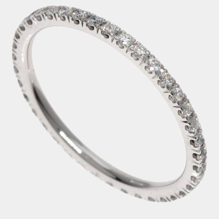 Pre Owned Van Cleef & Arpels 18K White Gold and Diamond Eternity Band Ring EU 49
