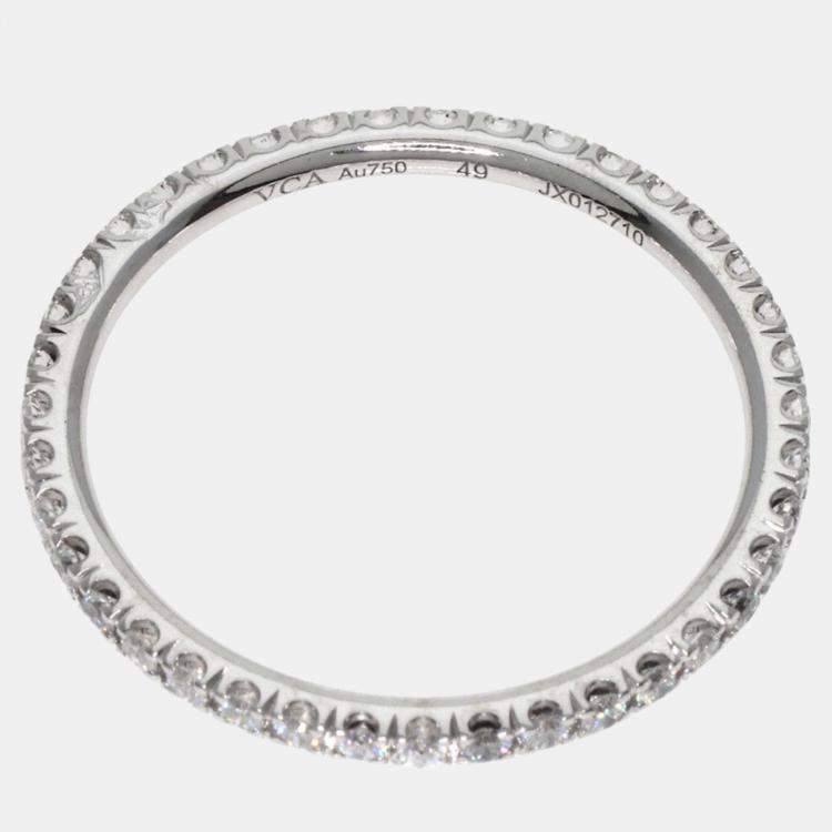 Pre Owned Van Cleef & Arpels 18K White Gold and Diamond Eternity Band Ring EU 49
