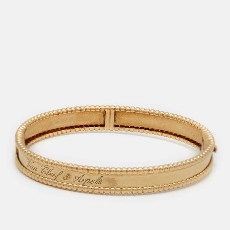Pre Owned Van Cleef & Arpels Perlée Signature Medium Model 18k Yellow Gold Bracelet S