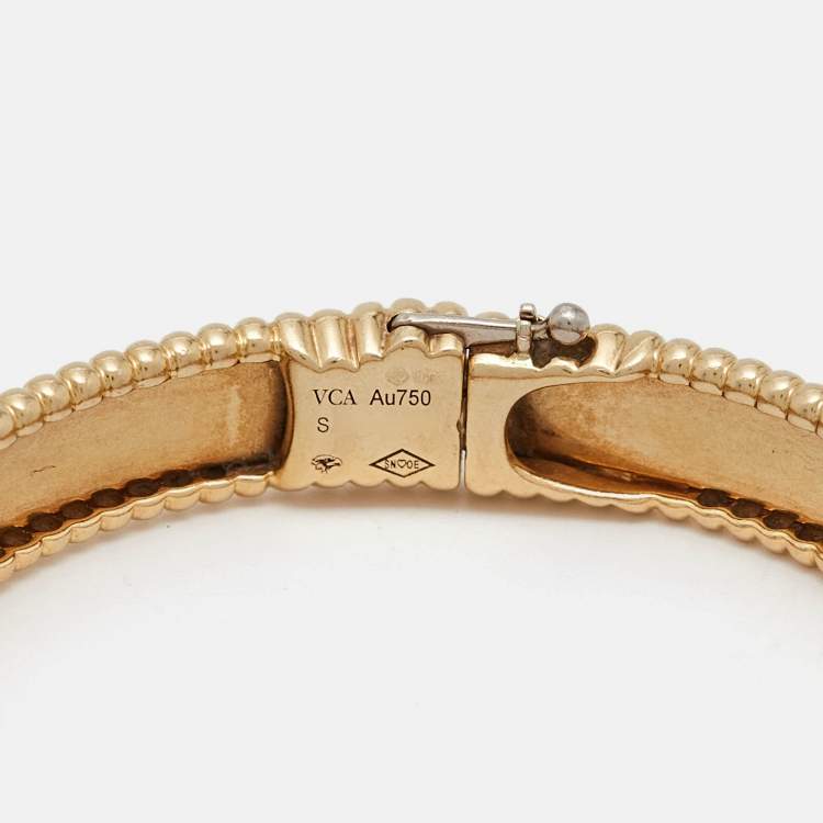 Pre Owned Van Cleef & Arpels Perlée Signature Medium Model 18k Yellow Gold Bracelet S