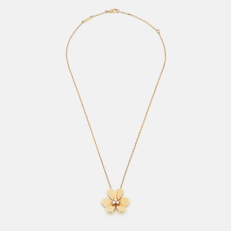 Pre Owned Van Cleef & Arpels Frivole Diamonds 18k Yellow Gold Large Model Necklace