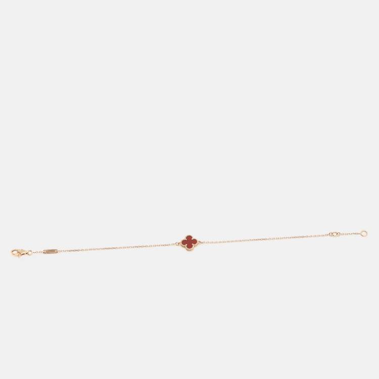 Pre Owned Van Cleef & Arpels Sweet Alhambra Carnelian 18k Rose Gold Bracelet