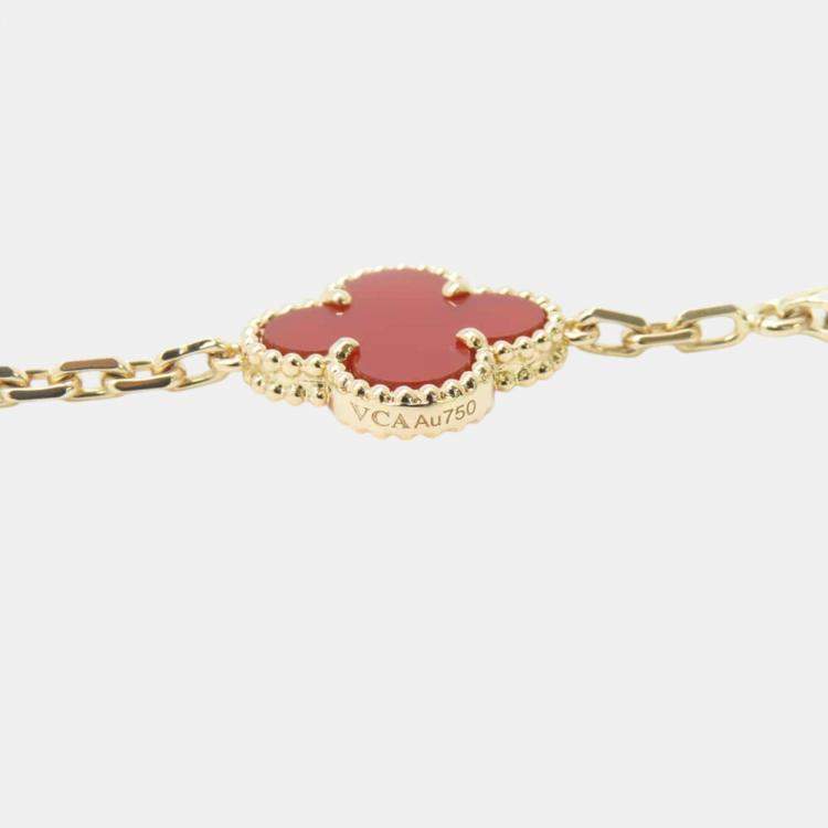 Pre Owned Van Cleef & Arpels Vintage Alhambra Long Necklace 20 motifs 18K Yellow Gold