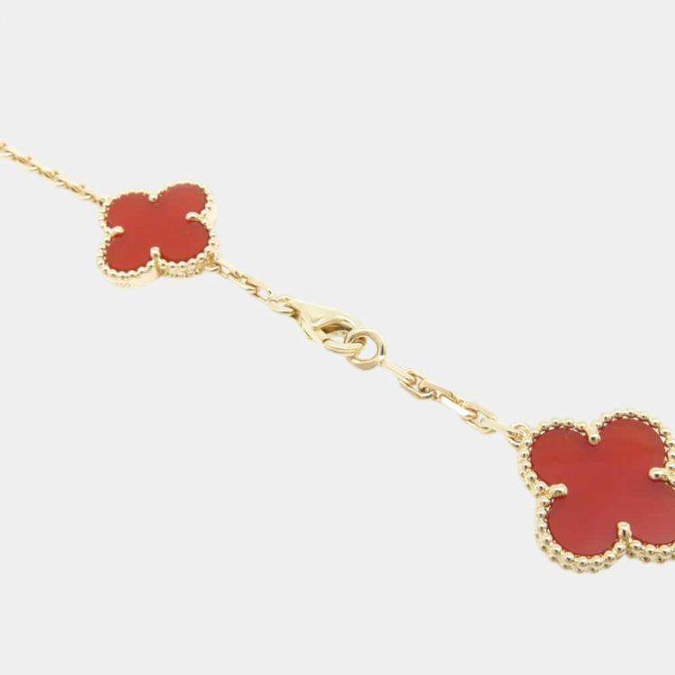 Pre Owned Van Cleef & Arpels Vintage Alhambra Long Necklace 20 motifs 18K Yellow Gold