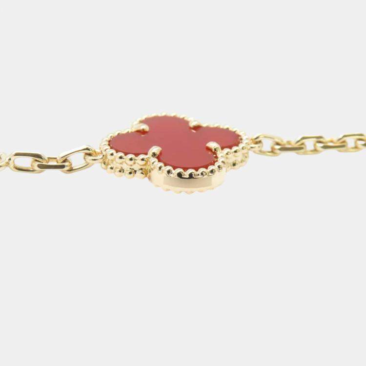Pre Owned Van Cleef & Arpels Vintage Alhambra Long Necklace 20 motifs 18K Yellow Gold