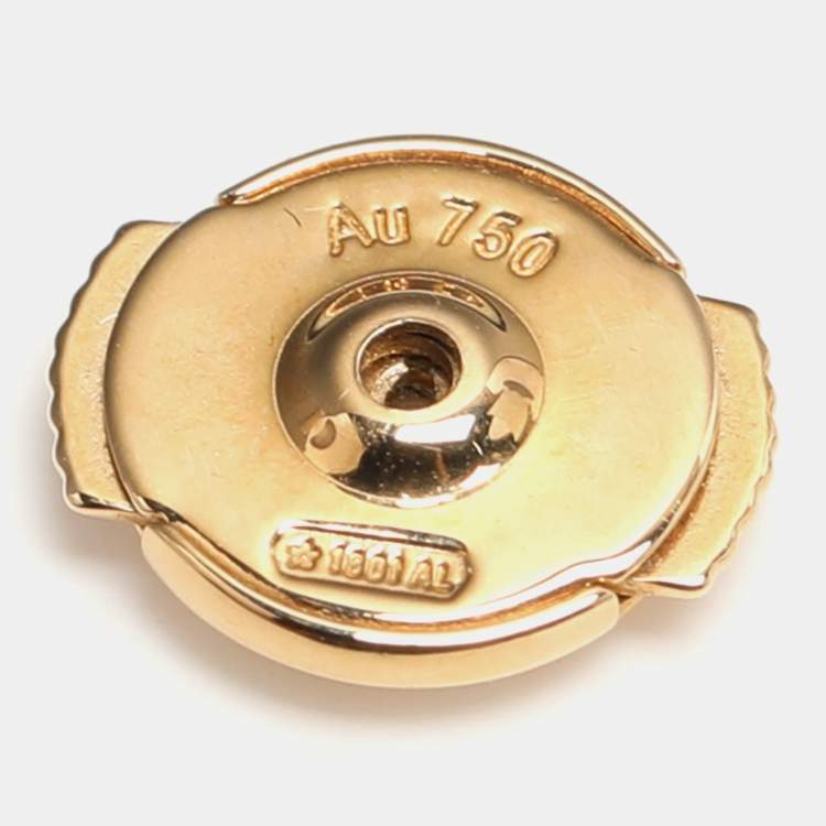 Pre Owned Van Cleef & Arpels Sweet Alhambra Onyx 18k Yellow Gold Earrings