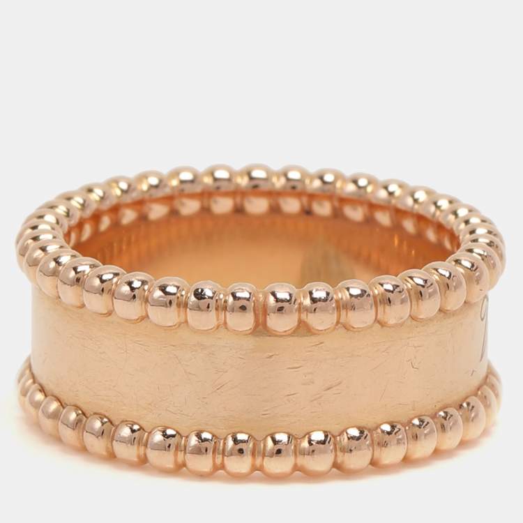 Pre Owned Van Cleef & Arpels Perlée Signature 18K Rose Gold Ring Size 50
