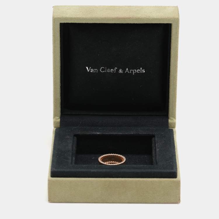 Pre Owned Van Cleef & Arpels Perlée Signature 18K Rose Gold Ring Size 50