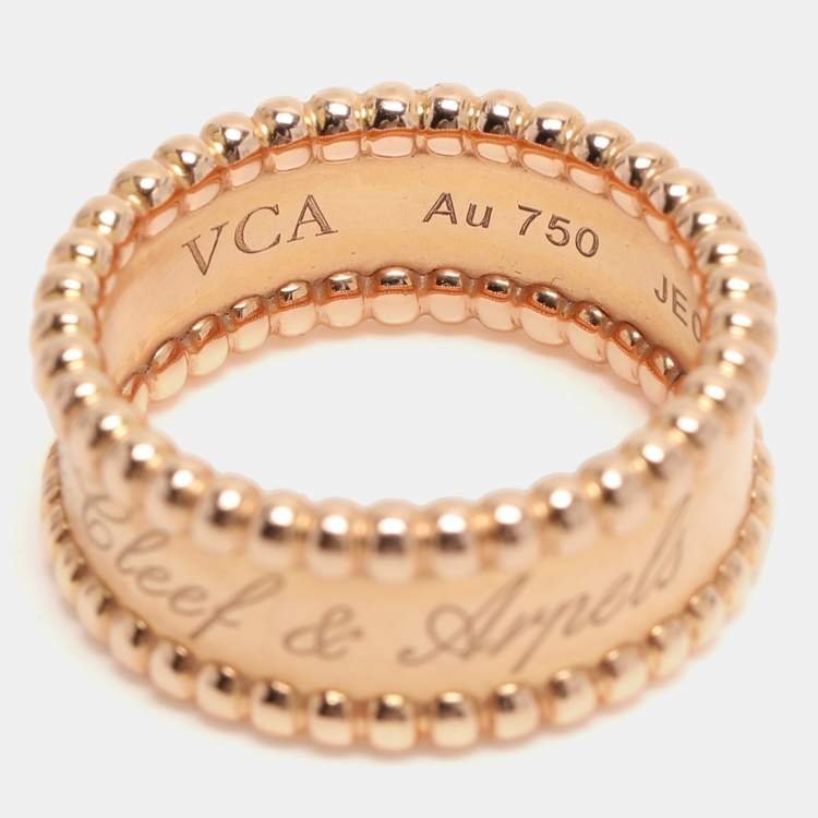 Pre Owned Van Cleef & Arpels Perlée Signature 18K Rose Gold Ring Size 50