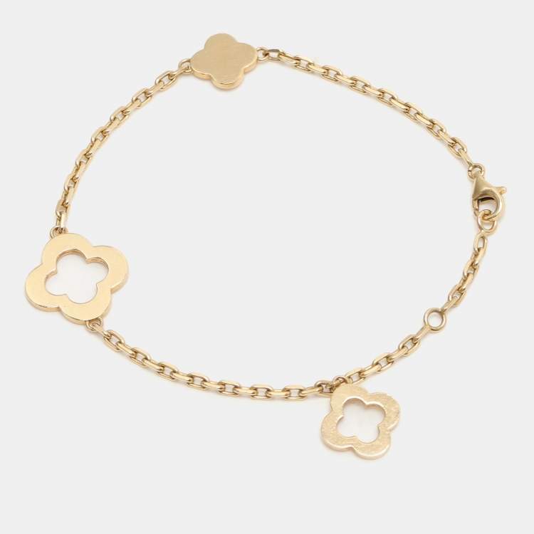 Pre Owned Van Cleef & Arpels Byzantine Alhambra 3-Motifs Yellow Gold Bracelet 