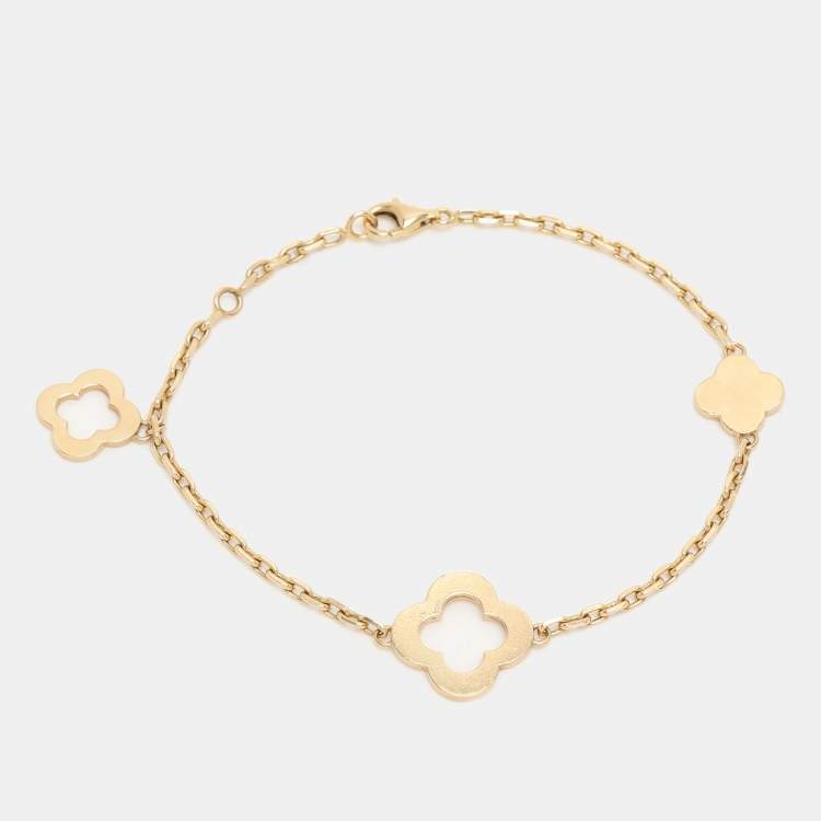 Pre Owned Van Cleef & Arpels Byzantine Alhambra 3-Motifs Yellow Gold Bracelet 