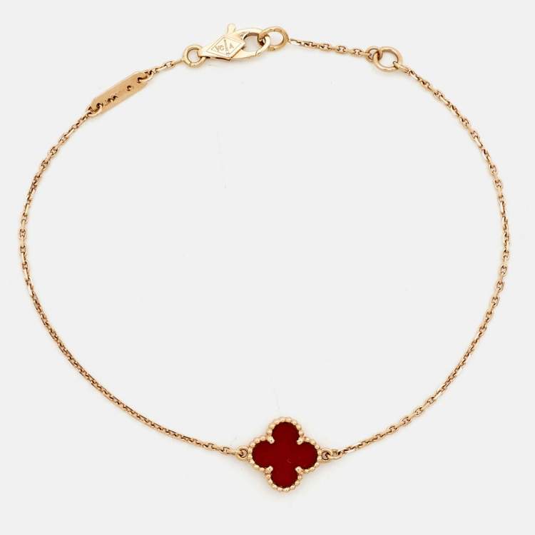 Pre Owned Van Cleef & Arpels  Sweet Alhambra Carnelian 18k Rose Gold Bracelet