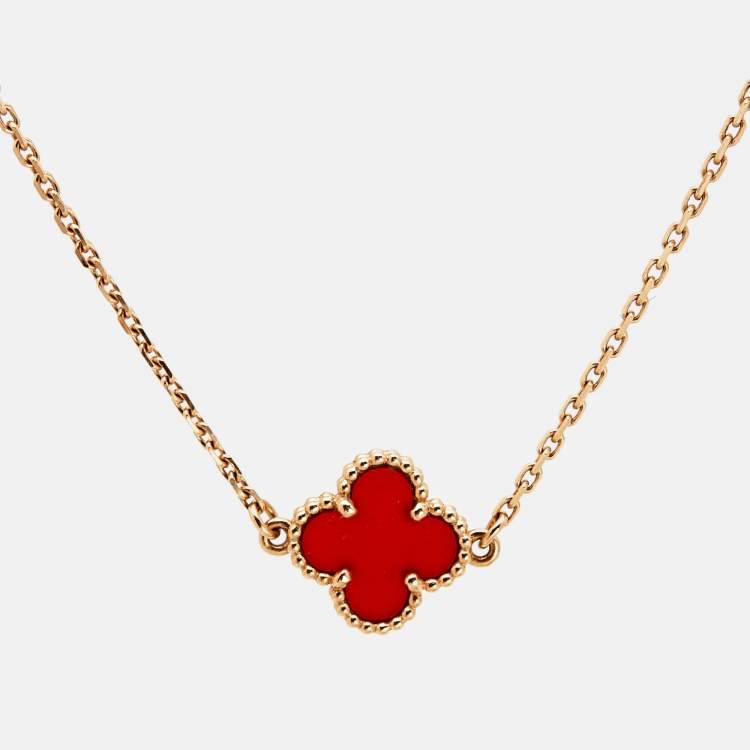 Pre Owned Van Cleef & Arpels  Sweet Alhambra Carnelian 18k Rose Gold Bracelet