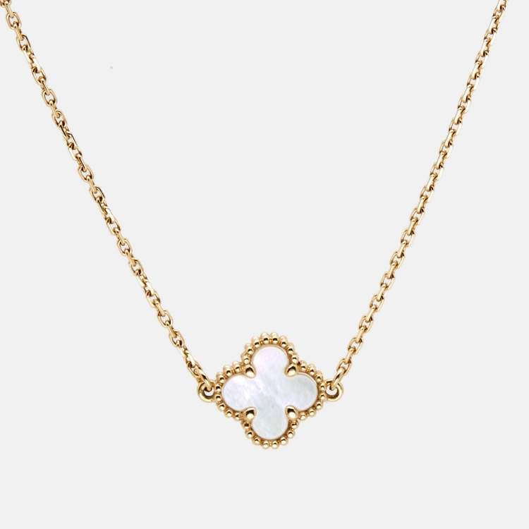 Pre Owned Van Cleef & Arpels Sweet Alhambra Mother of Pearl 18k Yellow Gold Bracelet