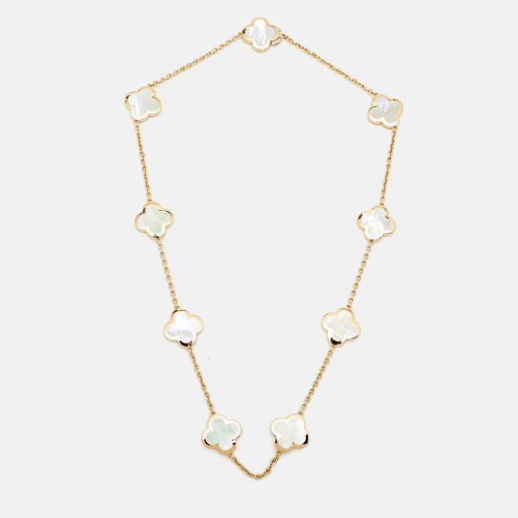 Pre Owned Van Cleef & Arpels Pure Alhambra Mother of Pearl Necklaces and Earring set