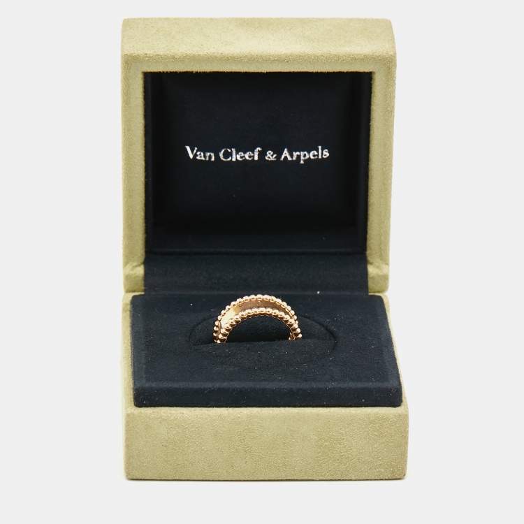 Pre Owned Van Cleef & Arpels Perlée Signature 18k Rose Gold Ring Size 51