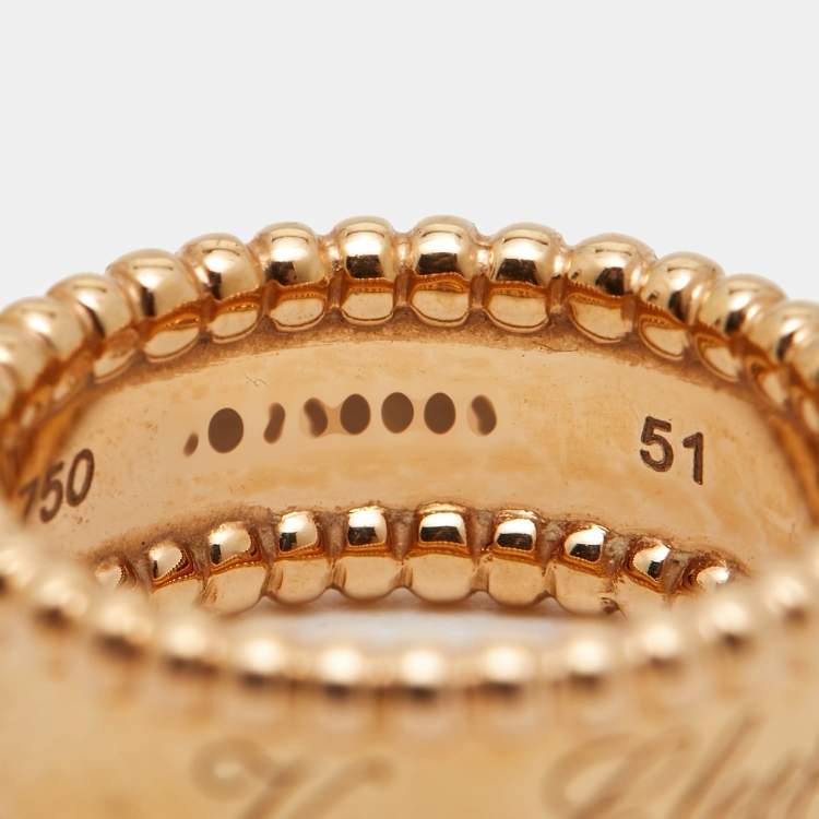 Pre Owned Van Cleef & Arpels Perlée Signature 18k Rose Gold Ring Size 51
