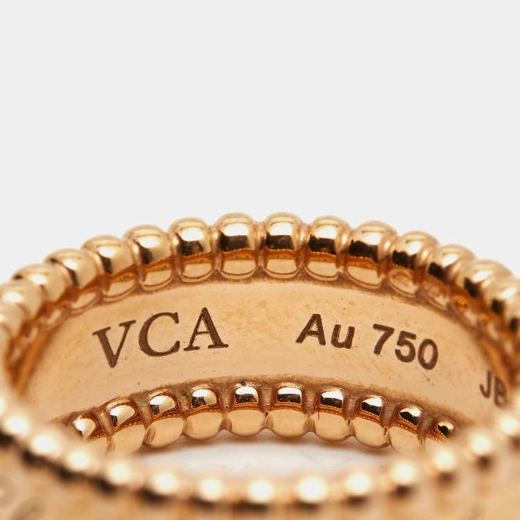 Pre Owned Van Cleef & Arpels Perlée Signature 18k Rose Gold Ring Size 51