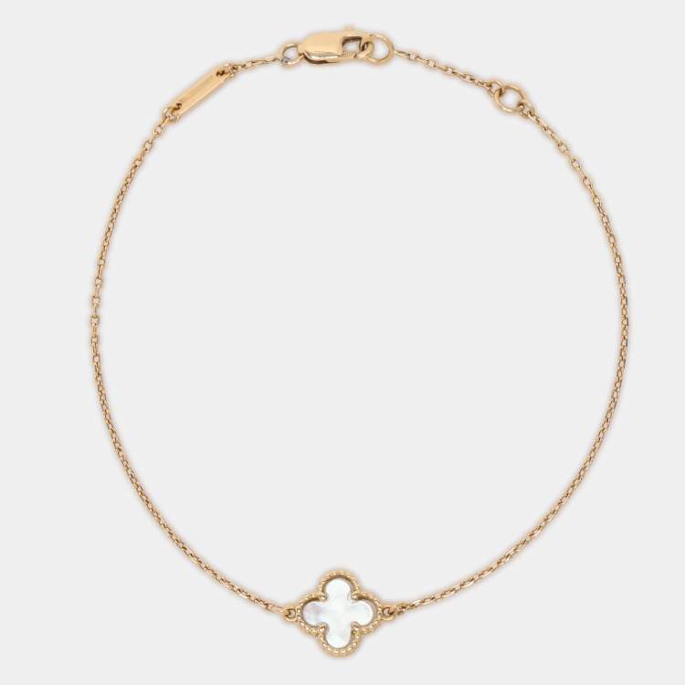 Pre Owned Van Cleef & Arpels Sweet Alhambra Mother of Pearl 18k Yellow Gold Bracelet