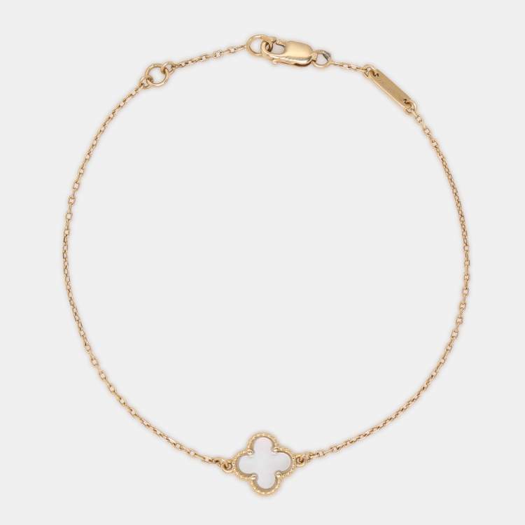 Pre Owned Van Cleef & Arpels Sweet Alhambra Mother of Pearl 18k Yellow Gold Bracelet
