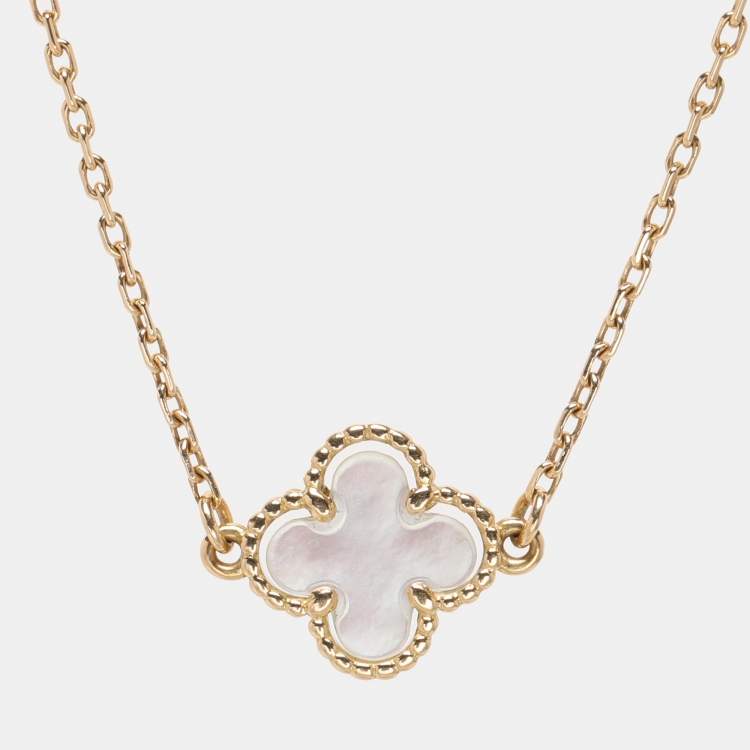 Pre Owned Van Cleef & Arpels Sweet Alhambra Mother of Pearl 18k Yellow Gold Bracelet