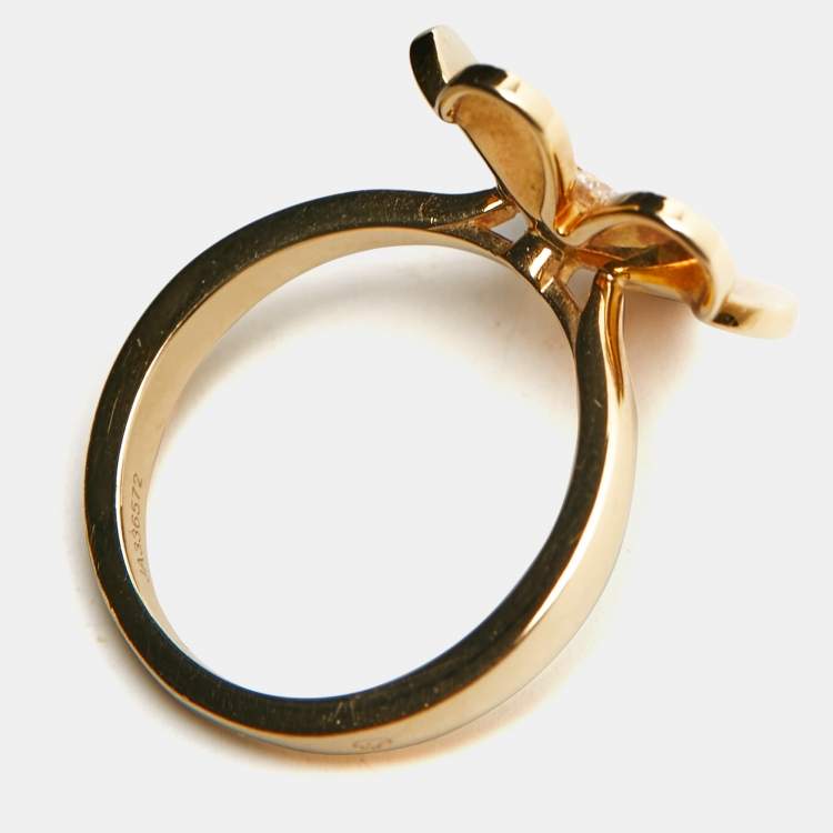 Pre Owned  Van Cleef & Arpels Frivole 1 Flower Diamond 18K Yellow Gold Small Model Ring Size 51